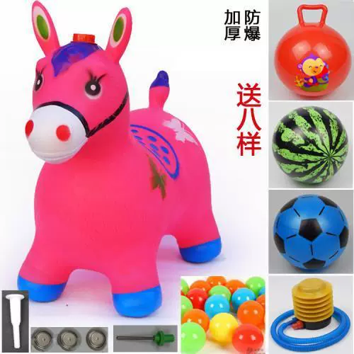 Inflatable toy for jumping, music pony, increased thickness