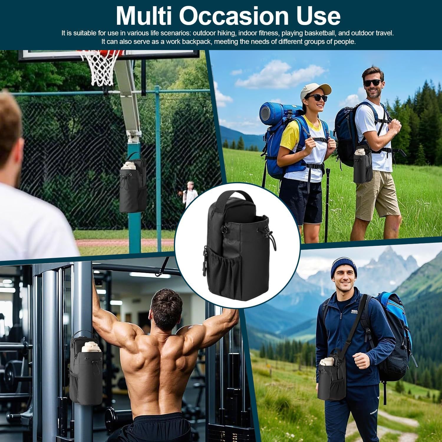 Bolsa de ejercicios deportivos al aire libre gimnasio mochila magnética gimnasio taza de agua llave de teléfono móvil bolsa de almacenamiento multifuncional image 5