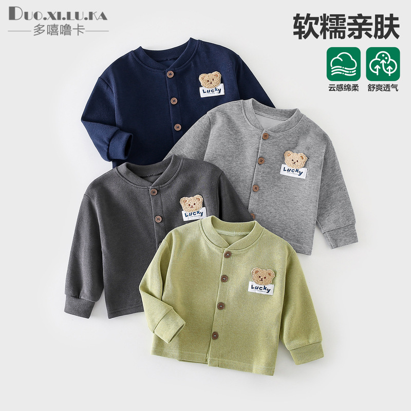Baby Coat Spring and Autumn New Baby Clothes Minnie Velvet Cardigan Boys' and Boys' Top Warm Outfit Class A Trendy