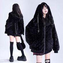 2025软妹可爱兔耳朵毛毛绒外套秋冬季仿兔毛加厚保暖休闲皮草棉服