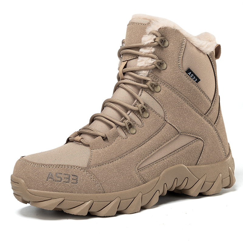 Botas de algodón de terciopelo de invierno transfronterizo para parejas Botas de entrenamiento de combate de fuerzas especiales al aire libre Botas de campo Delta de ayuda media tallas grandes