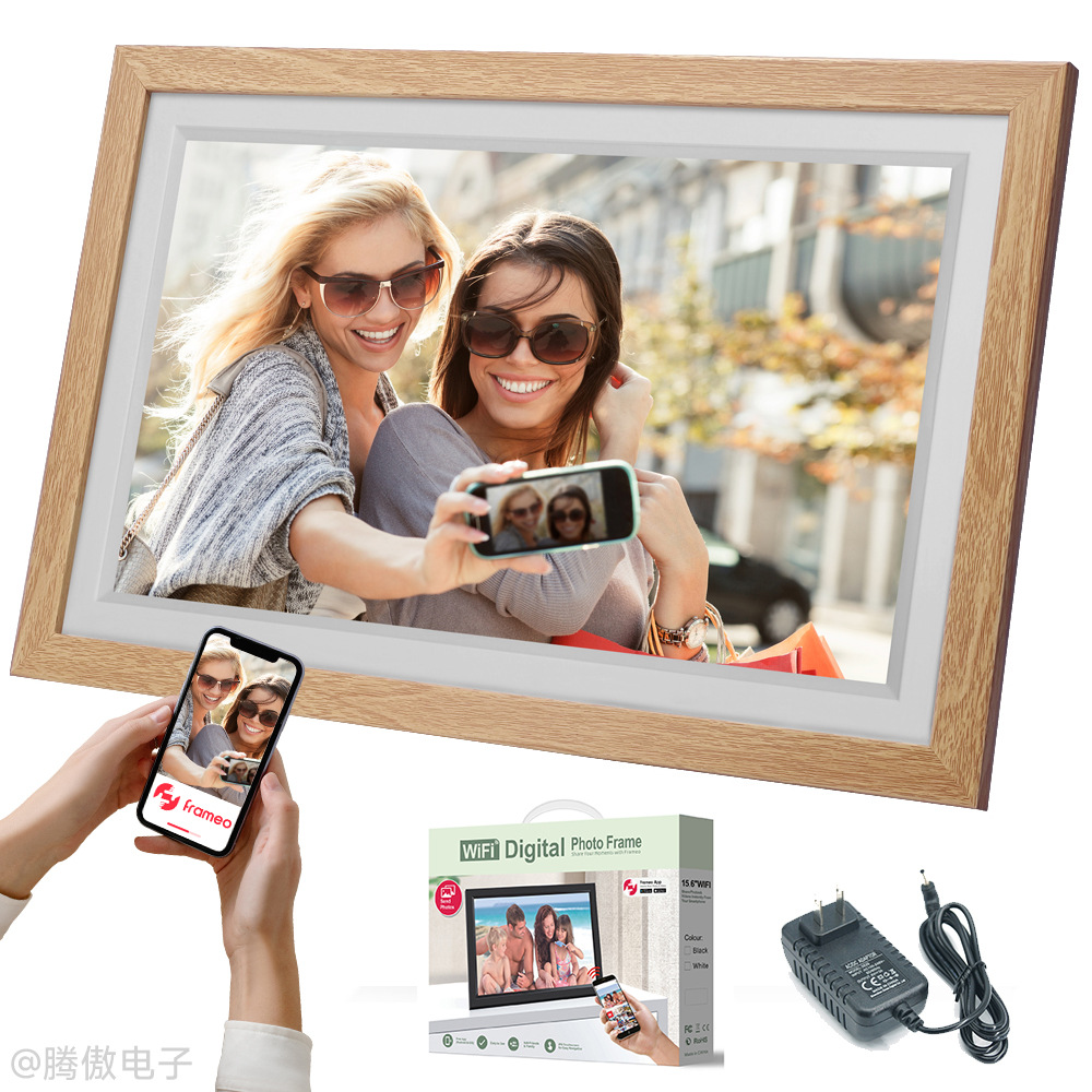 Suministro exclusivo transfronterizo de marcos de fotos inteligentes Frameo de 10.1/15.6 pulgadas, marcos de fotos digitales electrónicos con pantalla táctil y aplicación para transferencia de imágenes