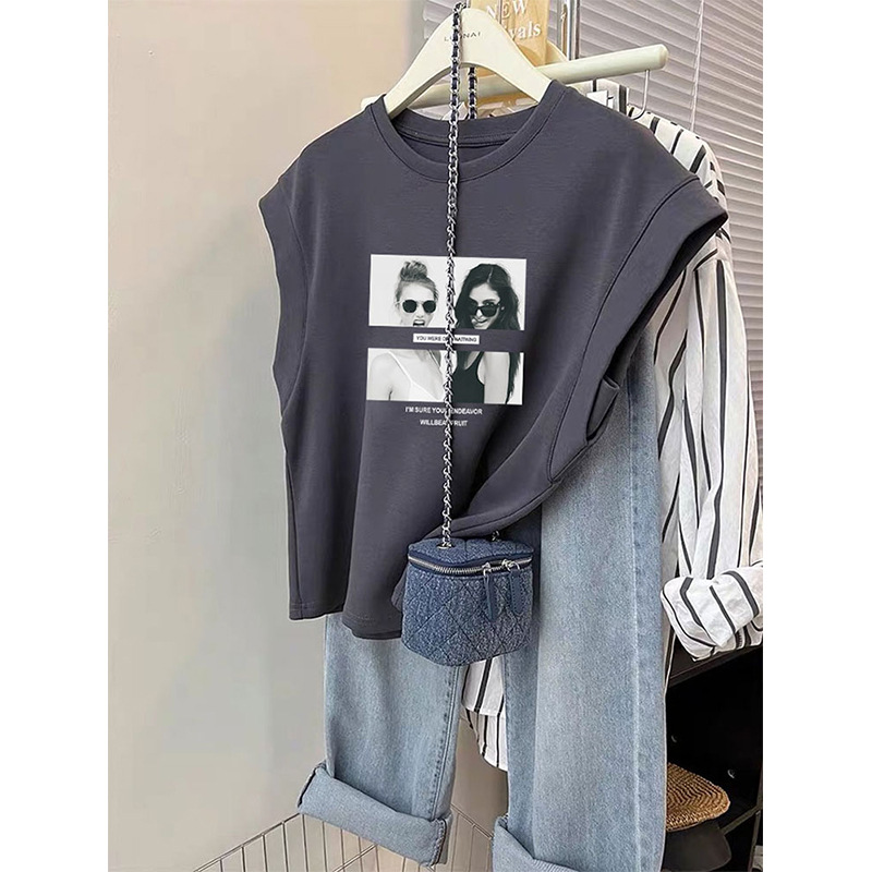2026 New Style Pure Cotton Sleeveless T-Shirt for Women, Fashionable and Versatile, Stylish and Can Be Worn Outside, Summer Trendy Brand