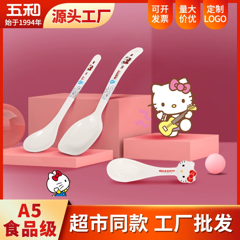 Hello kitty, подлинная посуда для кормления детская творческая милая ложка для прикорма