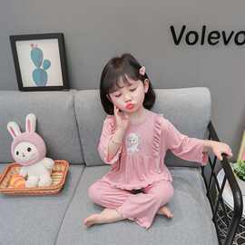 女童睡衣新款夏季儿童家居服空调服中小童公主风凉爽睡衣两件套潮