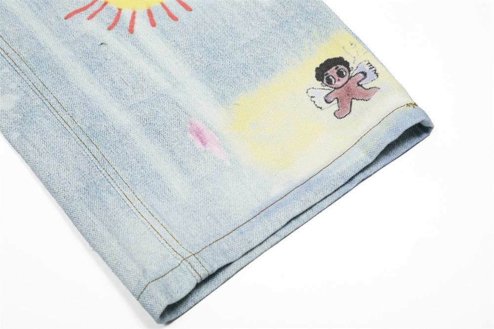 Men's Tie-Dye Gradient Jeans - High Street Vibe, Loose Fit, Wide Leg, Straight Cut, Distressed Wash, Casual Streetwear For Men ( Blue, S-XL)_mkmklike.com