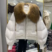冬季羽绒服女短款反季韩版宽松貉子毛领白鸭绒加厚2025年新款氨纶