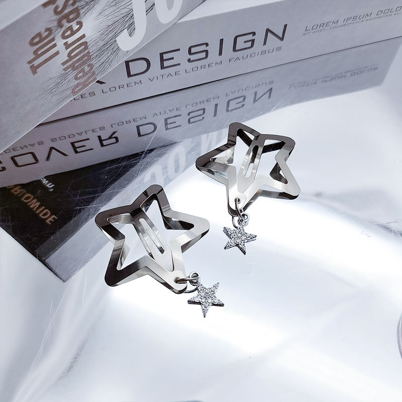 Holiday, Street Occasion Alloy Material IG Style Y2K Cute Women's Pentagram Alloy Charm Hair Clips