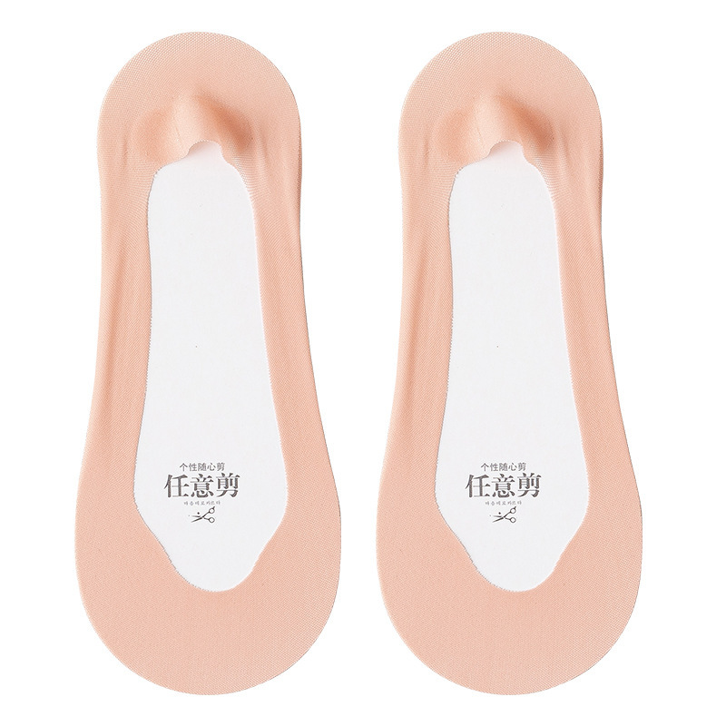 Calcetines de barco para mujer, calcetines de fondo de algodón sin tacón, calcetines invisibles de seda de hielo transpirables de estilo fino de primavera y verano, calcetines Zhuji, calcetines de mujer de todo fósforo