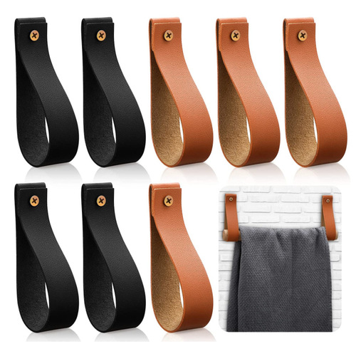 Leather wall-mounted towel rack, European cabinet door handle, children's anti-collision PU leather handle, suitcase handle