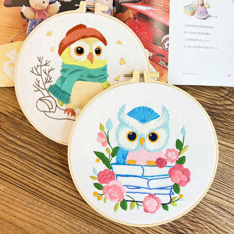 Paquete de material de bricolaje hecho a mano con bordado de búho