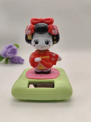 Car ornaments – Interior Decoration Kimono Doll - 101011-standing-red-dancer-shaking-head-style