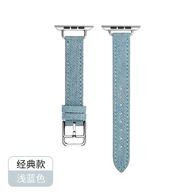 Adecuado para iwatch Correa todas las series disponibles Apple S9 Correa moda blanco Denim Correa delgada para niñas
