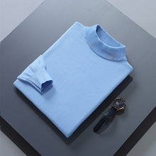 秋冬大码半高领针织打底衫宽松套头长袖毛衣中年绅士针织纯色毛衫