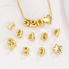 亚马逊热销光面泡泡字母数字创意diy百搭吊坠简约小众锁骨链批发