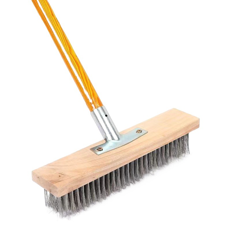Cepillo de alambre de acero cepillo de piso de madera maciza cepillo de mango largo cepillo de hierro Acero inoxidable Cerda piso musgo lavado piscina Limpieza industrial