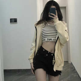 ce 新款字母logo织带运动背心舒适百搭高弹短款吊带背心