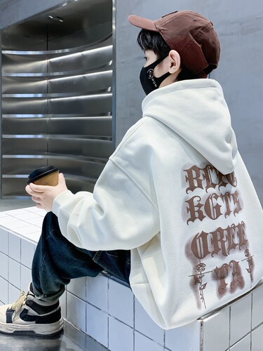 Children's clothing, trendy for that autumn and winter 2024 new large children's Korean style stylish casual loose lined hooded sweatshirt