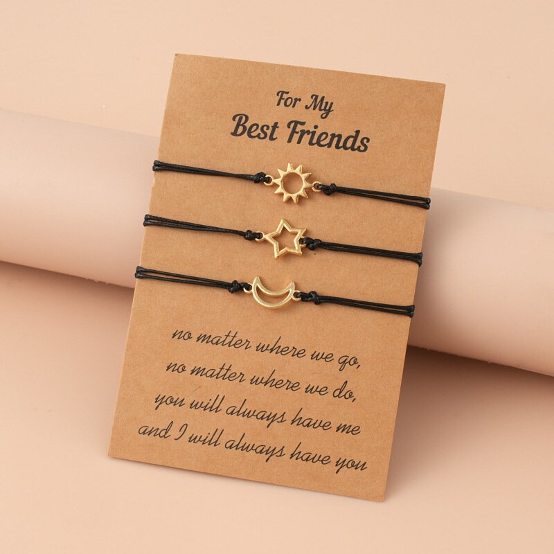 Cross-Border Popular European and American Sun, Moon and Star Bracelets, Fashion Jewelry, Retro Alloy Friendship Adjustable Couple Card Bracelets Cross-Border Popular European and American Sun, Moon and Star Bracelets, Fashion Jewelry, Retro Alloy Friendship Adjustable Couple Card Bracelets