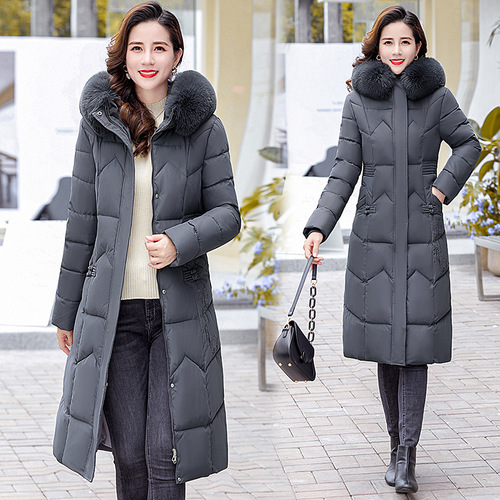 Women's Winter Warmth Mid-Length Fashionable Slimming Knee-Length Padded Jacket New Style Thick Cotton Coat Trendy Casual Women's Wear