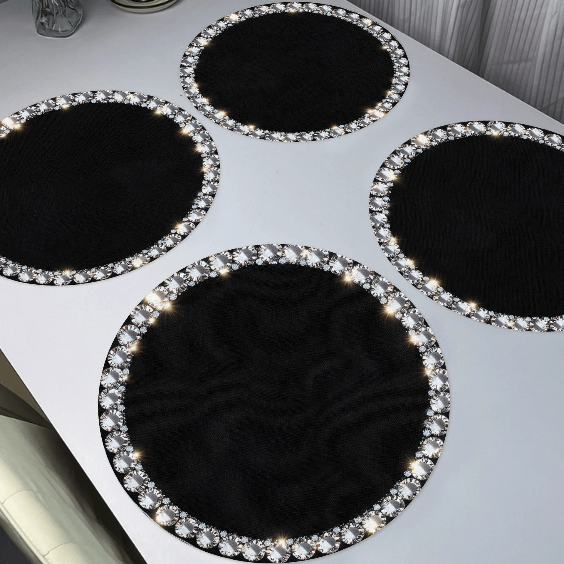 temu Hot Sale Diamante Impresión 2D Cojín de mesa redondo estilo bohemio cojín de lino para diseñar