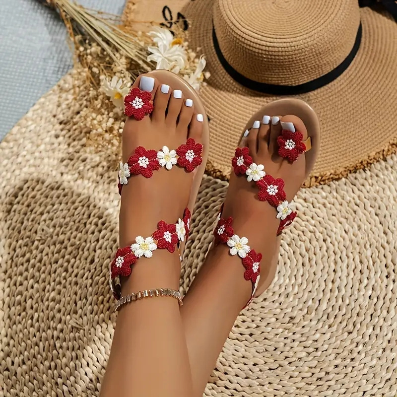 Femmes Style Ethnique Floral Bout Ouvert Tongs Sandales display picture 1