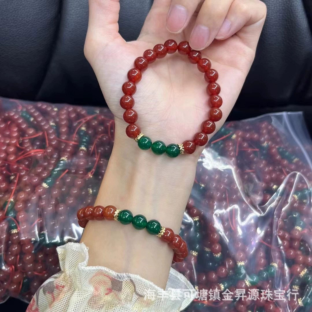 Натуральный красный агат браслет южно-красный носовой зеленый агат с бисером летняя мода подарок на день рождения в прямом эфире оптом нефрит