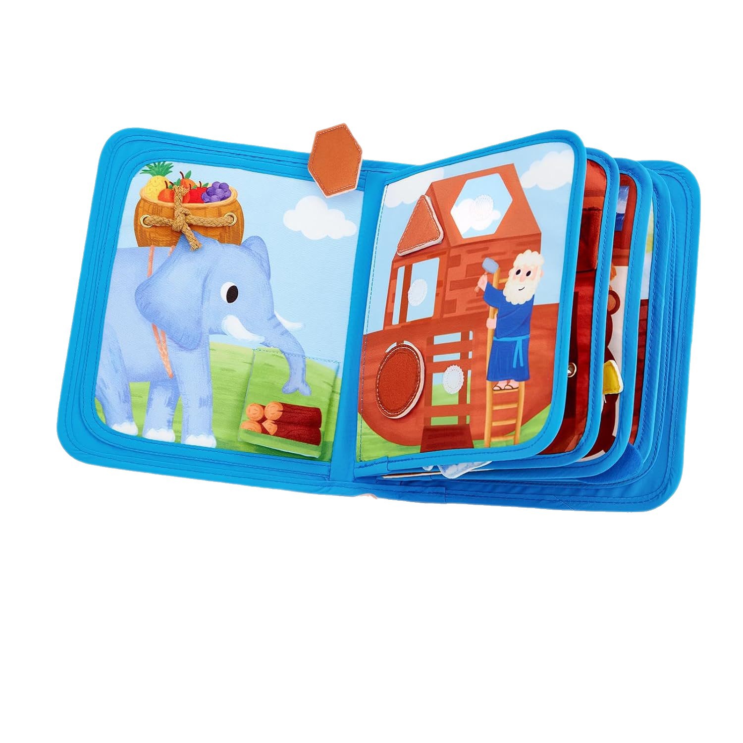 Libro de tela tranquila para bebés Libro de iluminación de rompecabezas Libro del arca de Noé