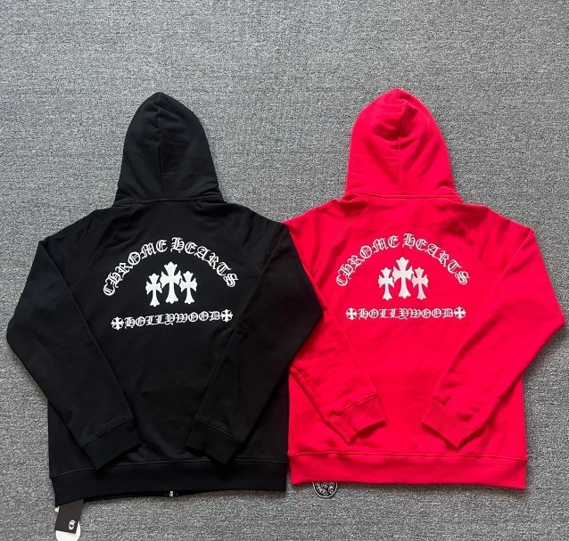 24ss年新款高品质Chrome Hearts 马蹄十字架连帽拉链卫衣工厂批发|undefined