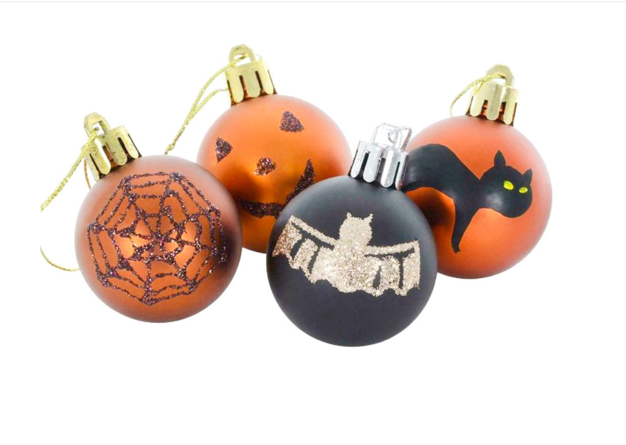 Transfronterizo de Halloween fantasma FESTIVAL DE Navidad bola decorativa colgante de la bola de impresión pintado mate brillante bola de color traje 12 Unids