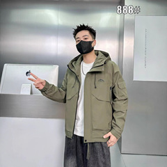 2025秋新款夹棉二棉外套连帽保暖户外高级感潮牌男装工装痞帅夹克