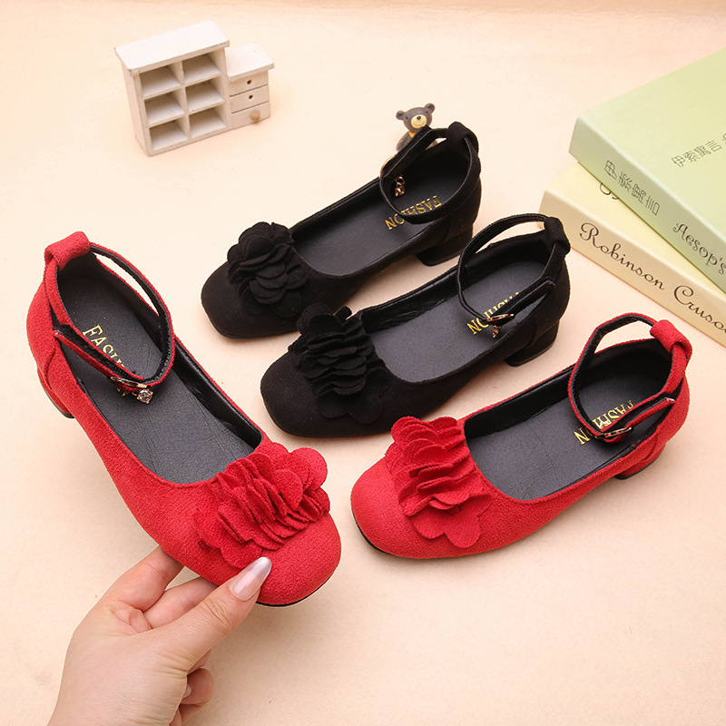 Girls' High Heels, Spring & Fall New Student Princess Shoes, Kidsren's Shoes, Girls' Leather Shoes, Dance Shoes, Medium and Large Kidsren's Family Shoes