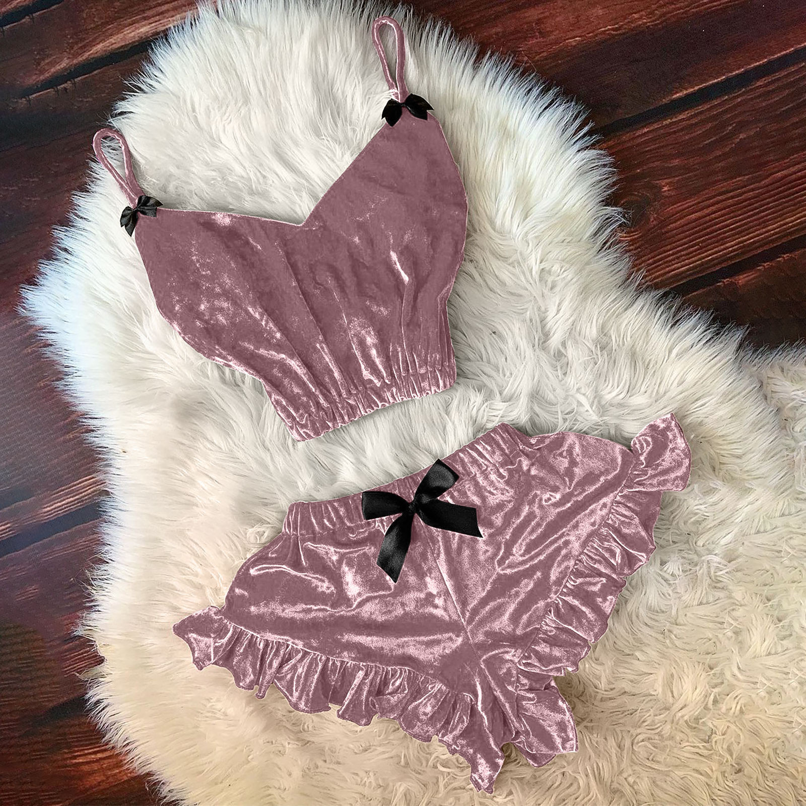 Nouveaux sous-vêtements amusants Sexy coloré velours doré suspendus pyjamas deux pièces ensemble amusant_voghion.com