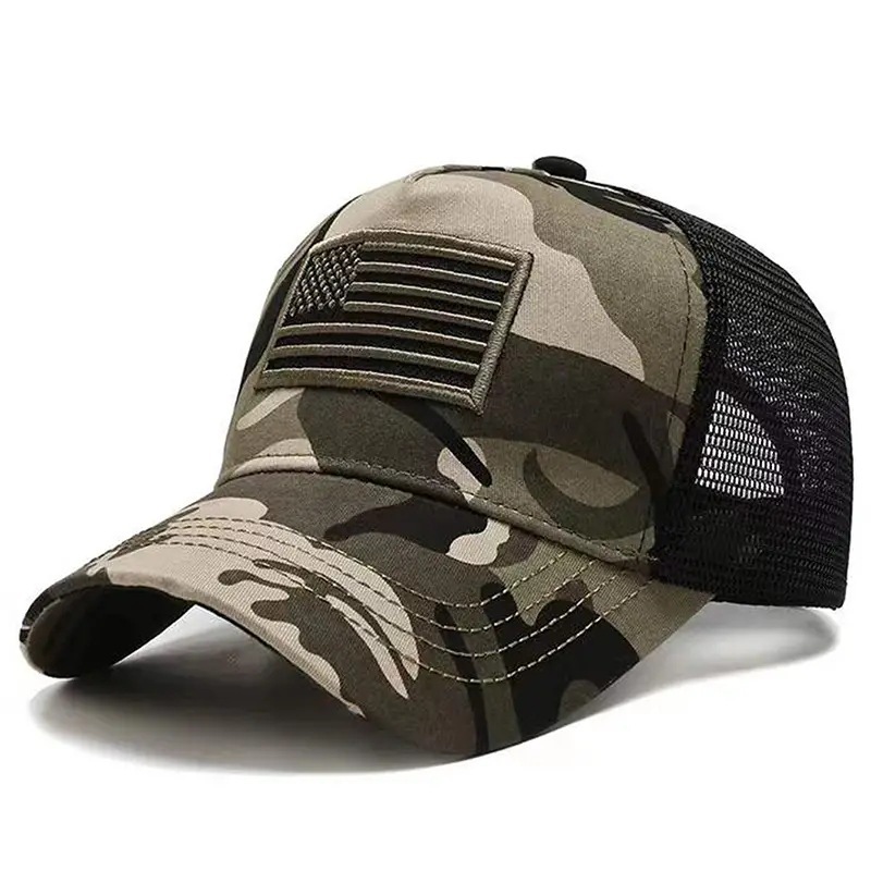 Bandera americana gorra de béisbol de camuflaje sombrero de verano para hombres protección solar sombrero para el sol sombrero fresco de verano para mujer sombrero de malla caliente transfronteriza