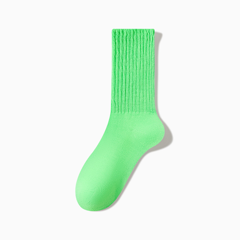 Calcetines para niñas, color sólido de alto valor, calcetines largos de tubo alto de marea callejera de todo fósforo, calcetines japoneses de primavera y verano transpirables y desodorantes