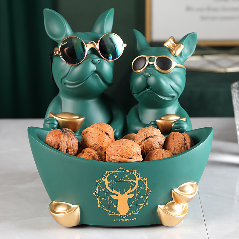 Bulldog Storage Decoration Entrance key Tray lovers Candy dish Northern Europe modern personality Home Furnishing ornament