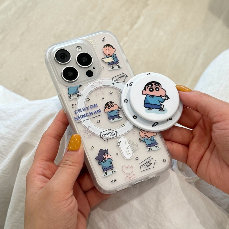 卡通动漫小新磁吸支架适用苹果16手机壳iphone15promax套14磨砂17|undefined