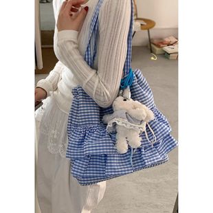 & ⇞ Cute Preppy Style Canvas Bag for Women 2025 New Korean Ins Style Bag Holder Bag Large Capacity Lace Bag