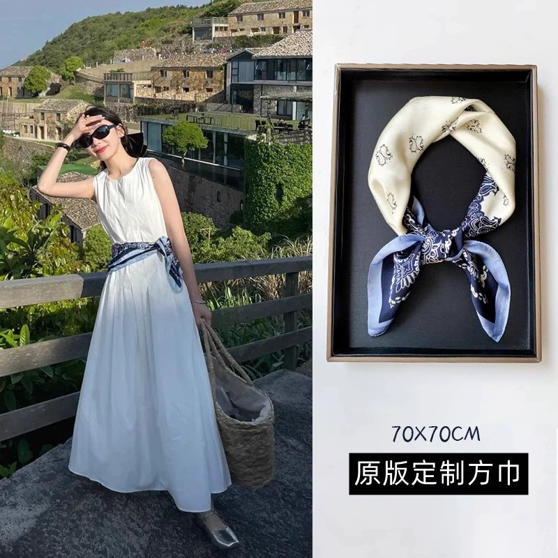 韓国シルクスカーフドレスベルトウエストバンドレディースアクセサリーシャツネックスカーフヘッドバンド多用途ウエストスカーフウエスト装飾|undefined