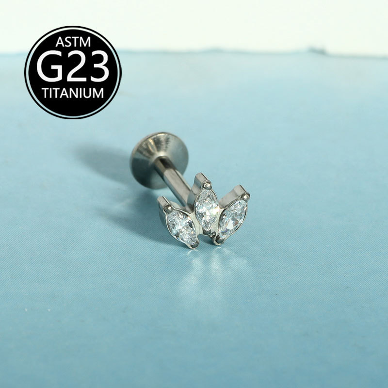 Pointed titanium steel lip stud product view