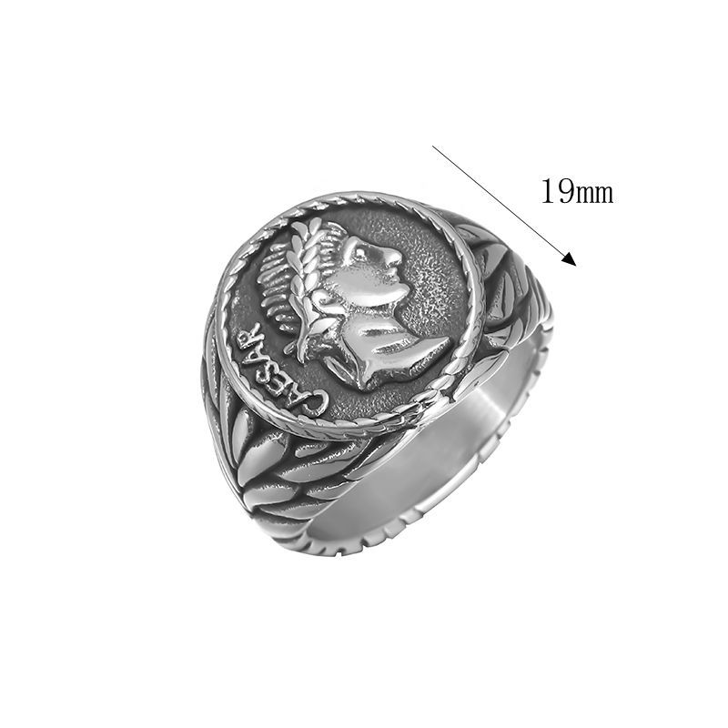 14g Weight Hip-Hop Retro Human Letter Titanium Steel Men's Rings