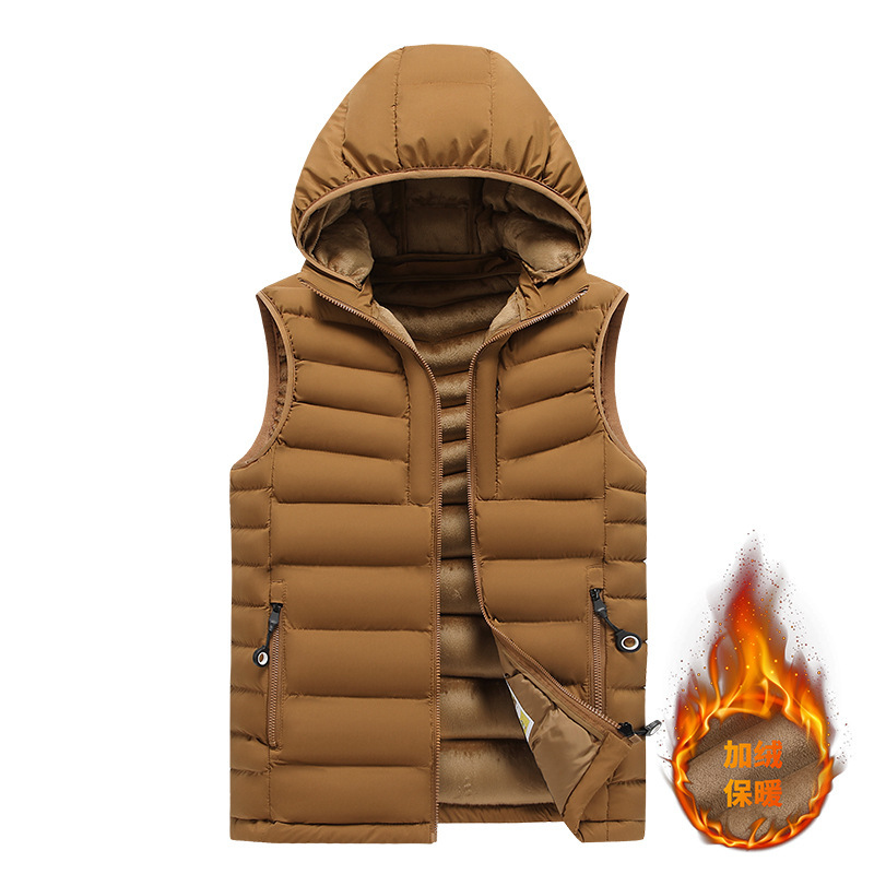 Couple's plus size fleece-lined Vest Cross-border Fashion Warm Ribs Windproof Warm Couple's Vest Fashionable Cap Waistcoat Fashionable Couple's plus size fleece-lined Vest Cross-border Fashion Warm Ribs Windproof Warm Couple's Vest Fashionable Cap Waistcoat Fashionable
