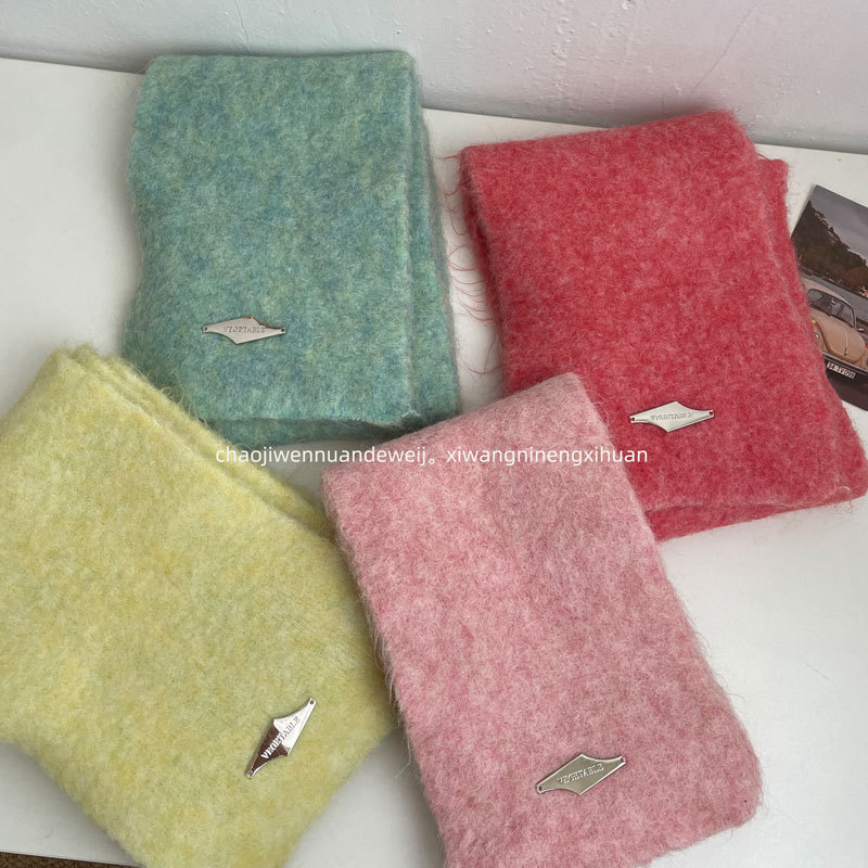 Knitted winter universal solid color keep warm scarf