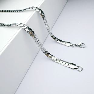 Titanium Steel Flat Embossed Necklace Men's Necklace Encrypted Nk Chain Embossed Stainless Steel Cuban Chain Hip Hop Titanium Steel Necklace
