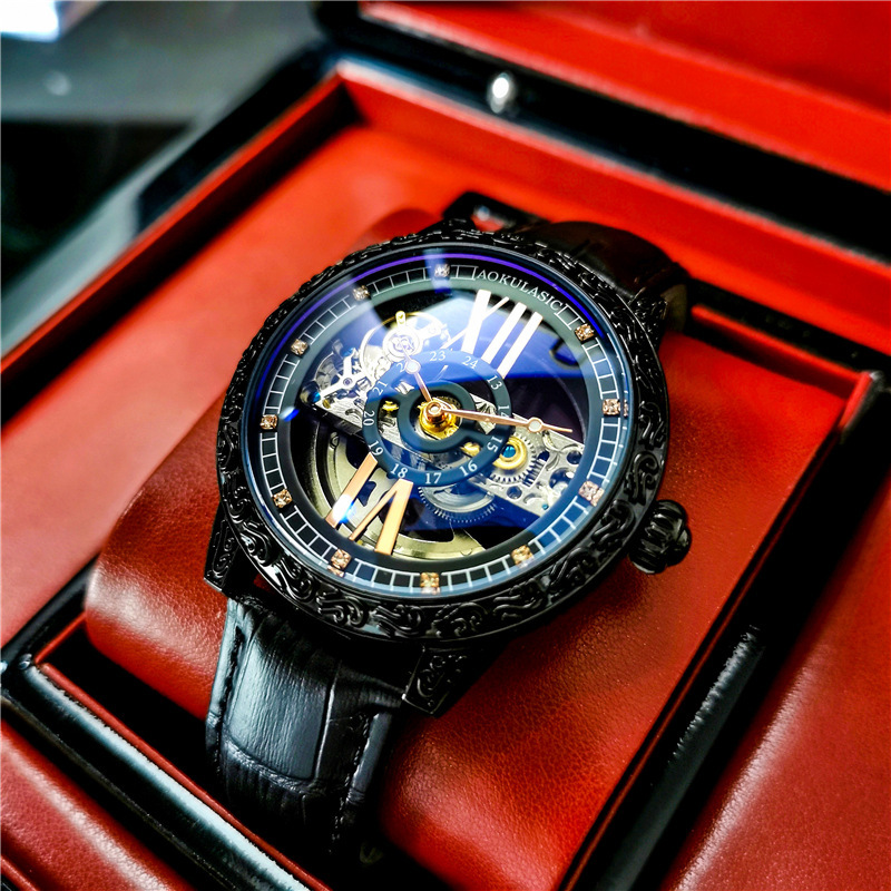 Ogulas AOKULASIC reloj mecánico automático para hombre reloj de doble cara hueco tallado impreso 2120 Star Yao