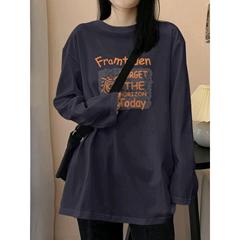 太ったmmの大きいサイズの長袖のtシャツの女性の秋の服の新型の純綿の底のシャツ