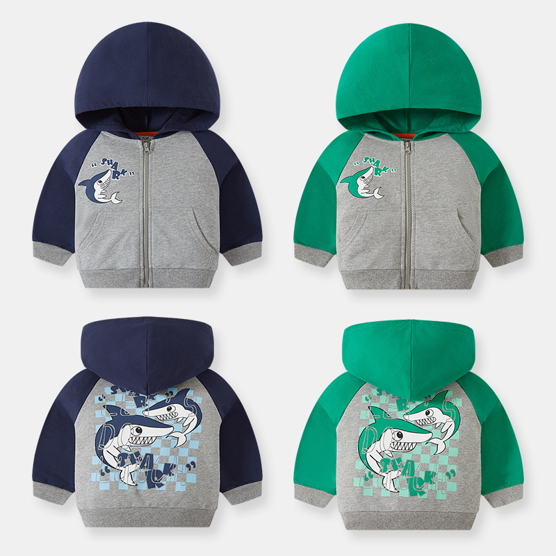 Los nuevos niños de primavera y otoño con capucha cremallera suéter de los niños con capucha casual abrigo de moda de una sola pieza de entrega