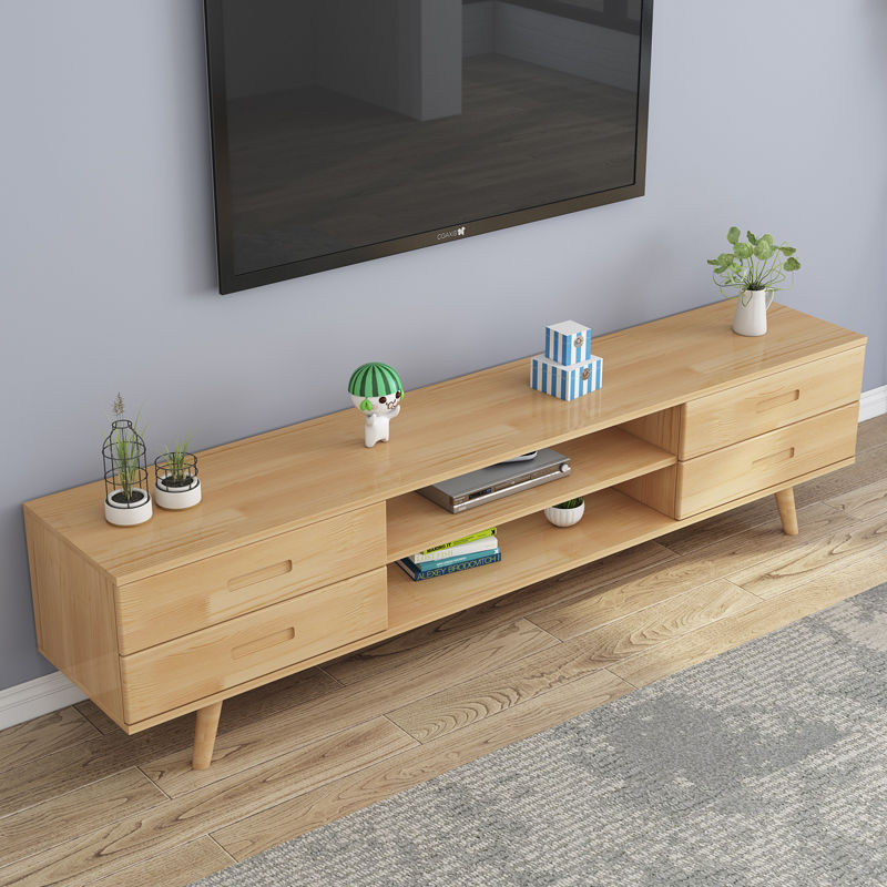 Small Household Storage Cabinet Living Room Tv Floor Cabinet Solid Wood Tv Cabinet Coffee Table Combination Nordic Modern Simplicity