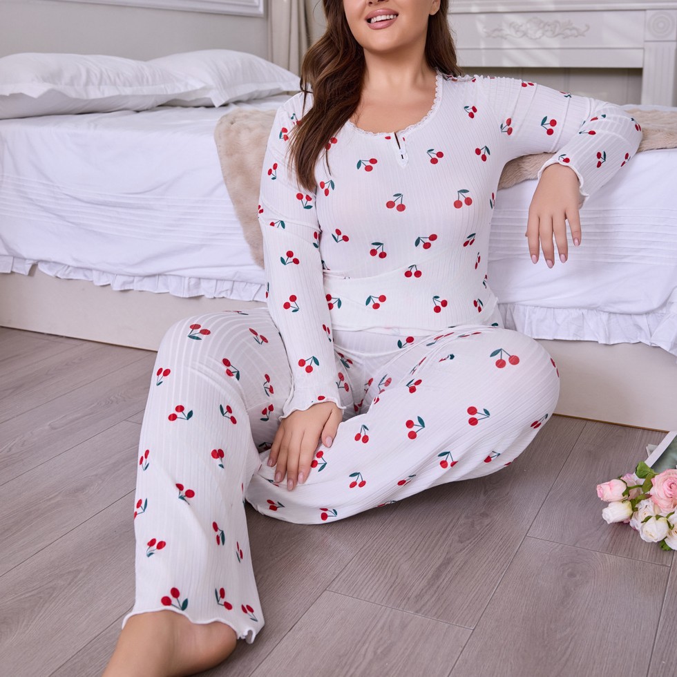 Damas otoño y invierno nuevo encaje transfronterizo europeo y americano de alta calidad de moda pantalones de mangas largas pijamas para el hogar conjunto de ropa para mujeres