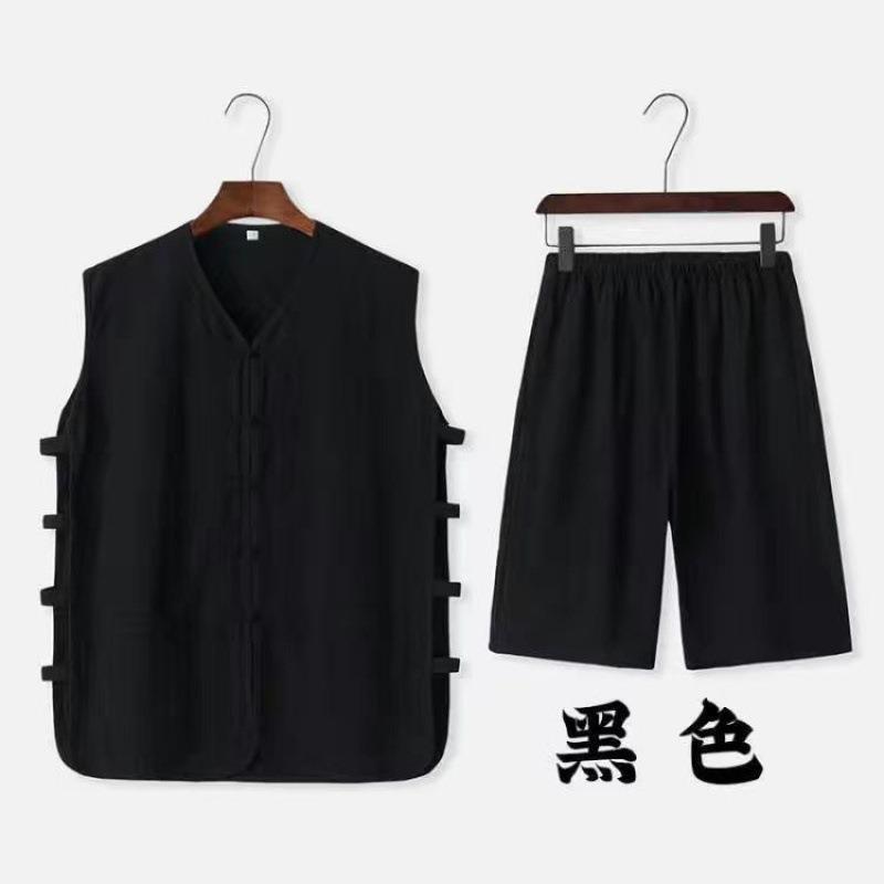 Traje Tang, traje de chaleco para hombres de mediana edad y ancianos, traje de papá para hombres de verano, chaleco de verano para ancianos, ropa de abuelo Hanfu